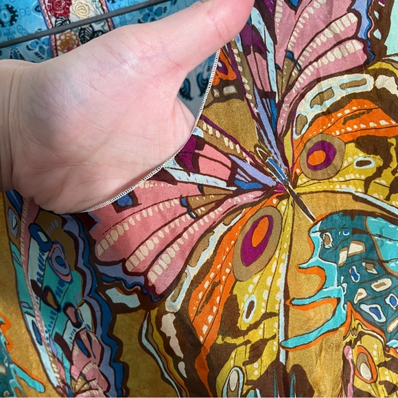 JOHNNY WAS Patchwork Short Sleeve Silk Maxi Dress in Gillian Mix - Picture 7 of 10